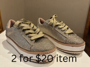 Chelsea & Violet Gold Glitter Sneakers with Platform Sole